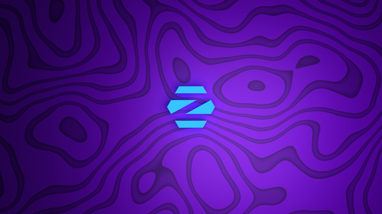 a purple background with a blue z logo