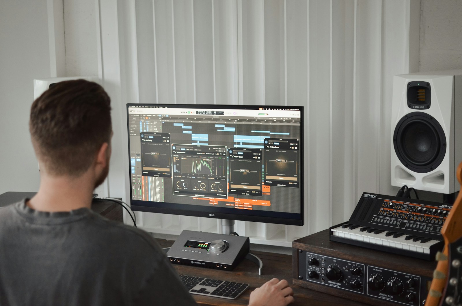 A man sitting in front of a computer monitor