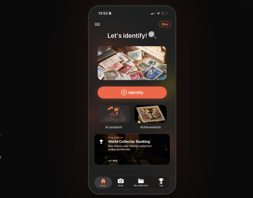 stamp app opened on phone