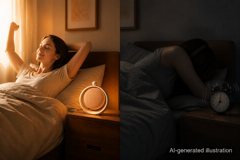 Sunrise alarm and traditional alarm compared for different wake-up experiences
